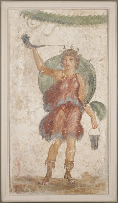 Divinità in piedi che tiene un corno e un secchio, da Pompei da Roman